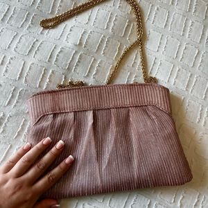 Mesh Sparkle Light Pink Gold Chain Snap Clutch Formal Purse NWOT